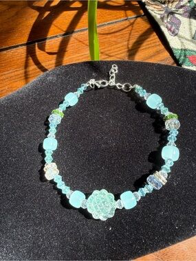 Aqua Crystal Beaded Bracelet